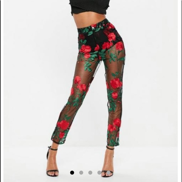 Missguided sheer rose pants BNWOT - Picture 1 of 7